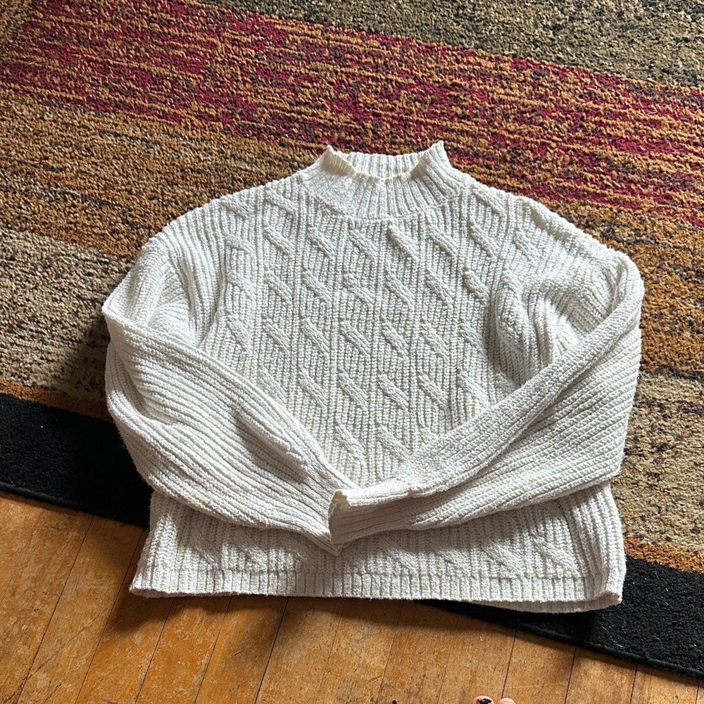 J. Crew Cream Cable Knit Turtleneck Sweater